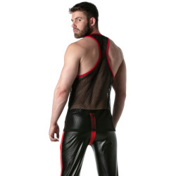 LEADER Débardeur en mesh TANK TOP Noir-Rouge